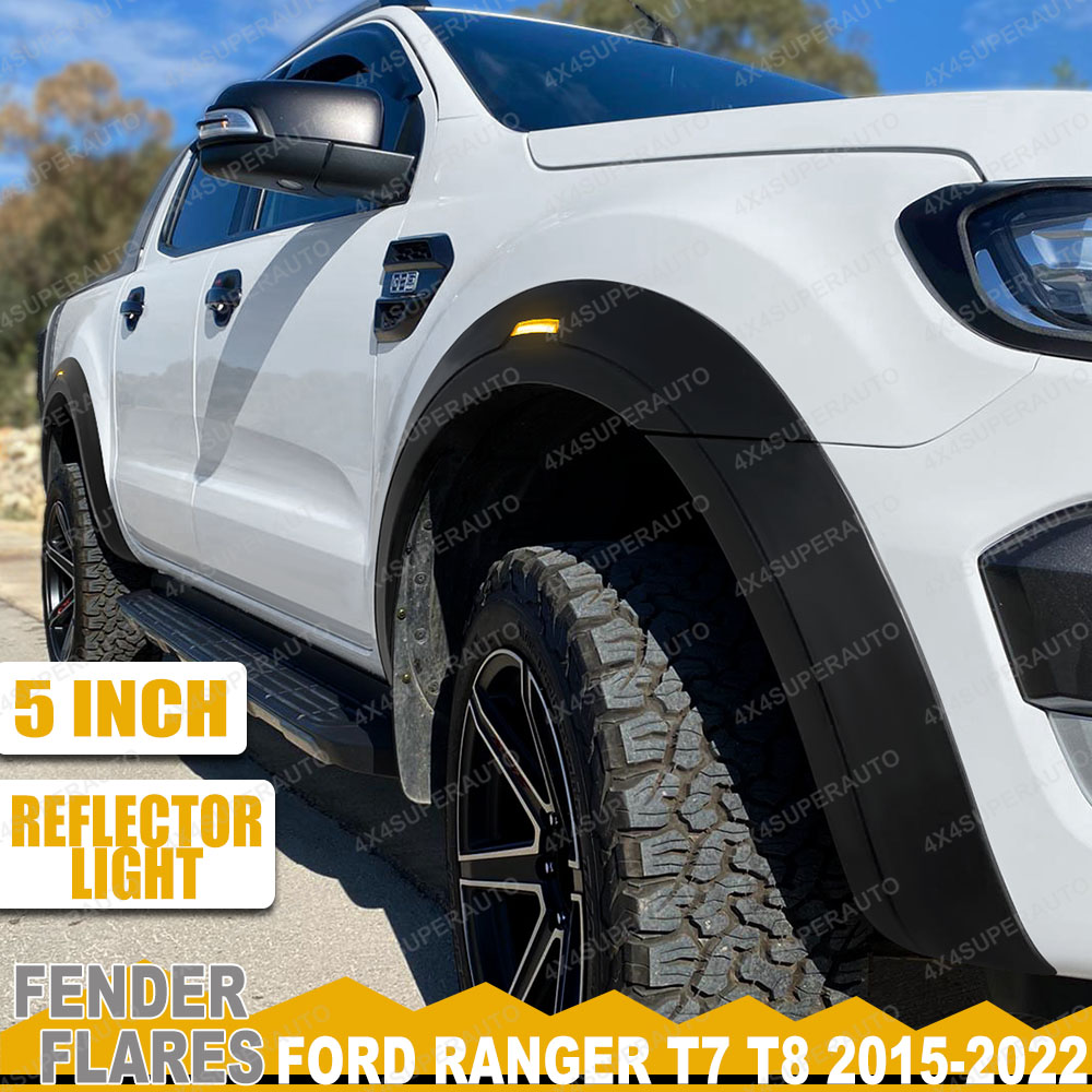 Owiewki błotników LED, poszerzenia nadkoli do Ford Ranger T7 T8 2015-2022 Wildtrak XLT XLS XL Limited, błotniki 5-calowe, akcesoria samochodowe