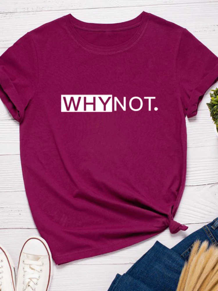 Perché non lettera stampa maglietta da donna manica corta O collo maglietta da donna allentata maglietta da donna top vestiti Camisetas Mujer