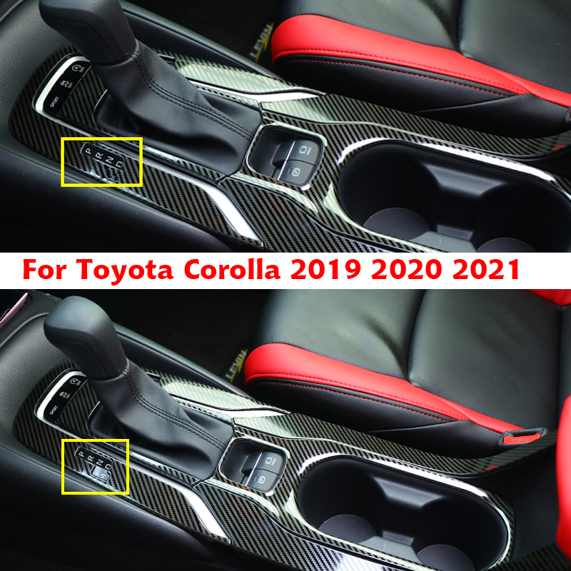 5 sztuk Panel zmiany biegów z włókna węglowego ze stali nierdzewnej uchwyt na kubek na wodę pokrywa tapicerka dla Toyota Corolla 2019-2022 akcesoria wewnętrzne
