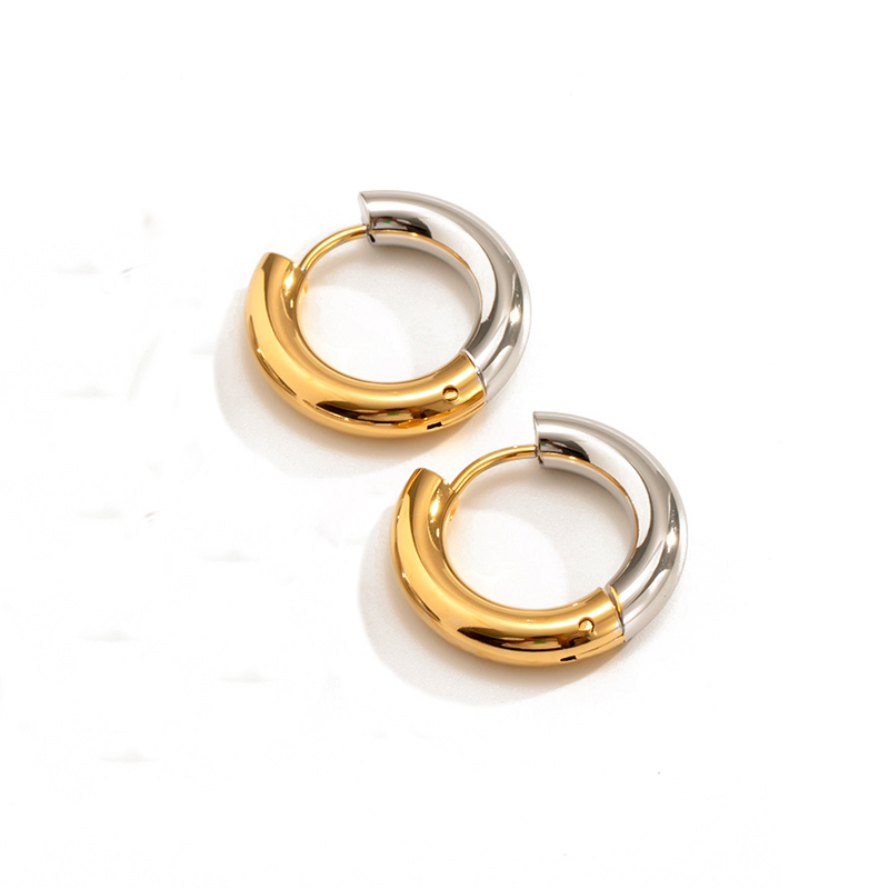 Klassische Edelstahl-Creolen für Frauen, Gold- und Silberfarbe, einfache, glatte, runde Ohrringe, tägliches Tragen von Schmuck, Geschenk