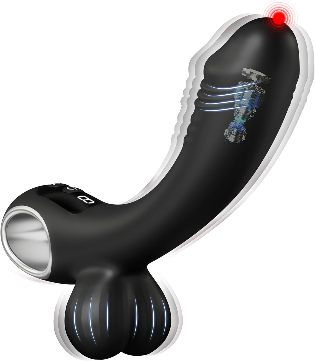 Prostaatmassager voor mannen met 9 vibratiemodi & één-knops climax, anale vibrator met realistische kop en ballen, prostaatvibrator met ringhandvat, mannelijk anaal seksspeeltje siliconen P-spot stimulator
