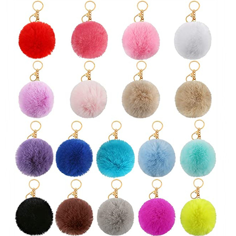 Carino nero pompon palla portachiavi donne finta pelliccia di coniglio portachiavi auto soffice zaino fai da te ciondolo ciondoli regalo gioielli accessori