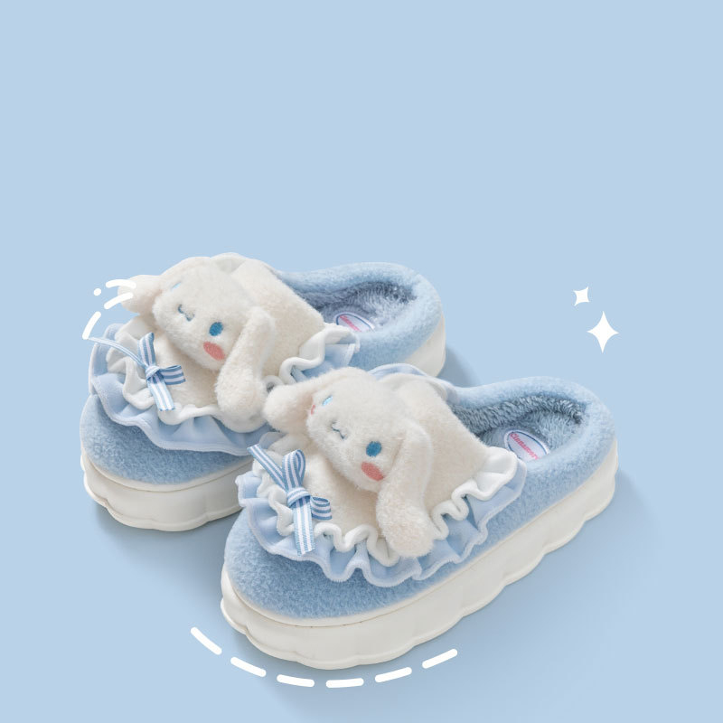 Тапочки Cinnamoroll для всех, зимние домашние тапочки с флисовой подкладкой для дома и улицы, милые мультяшные уютные домашние шлепанцы