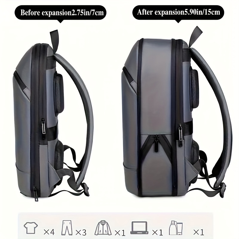 Sac à dos professionnel extensible de couleur unie pour homme, fabriqué à Guangzhou, avec fermetures éclair durables et plusieurs compartiments, idéal pour le travail et les voyages, pour ordinateur portable