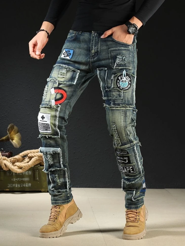 Pantalones vaqueros rectos con bolsillos para hombre, ropa de trabajo, estilo Hip Hop, informal, Harajuku, estética clásica, novedad