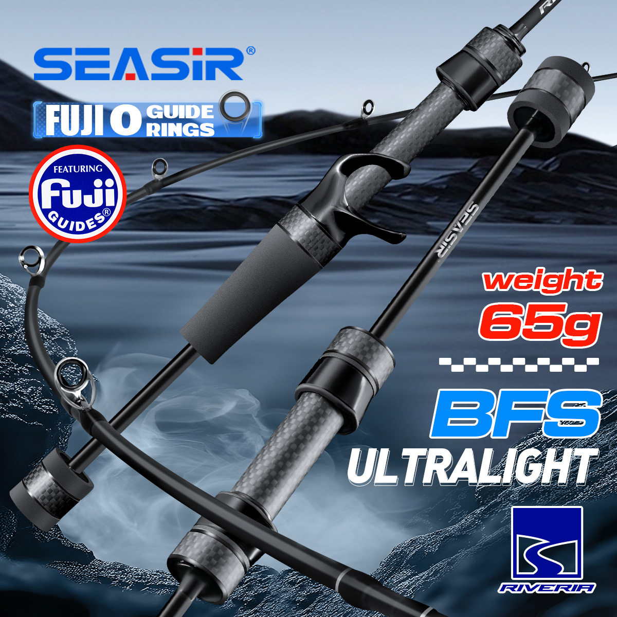Seasir Riveria BFS Ultralight Spining Baitcasting คันเบ็ดตกปลา,FUJI O เซรามิคแหวน,30T + 40T ผ้าคาร์บอน,1.5M-1.98M UL