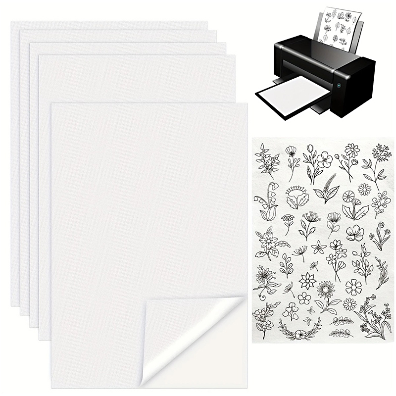 5 SZTUK A4 DIY Naklejki do haftu rozpuszczalne w wodzie, samoprzylepny stabilizator do haftu rozpuszczalny w wodzie, papier do druku, stabilizator do haftu zmywalny w wodzie