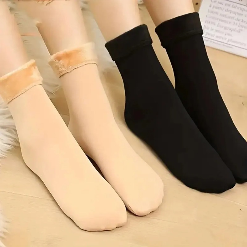 Women's Winter Thick Insulation Short Cashmere Socks Solid Color Nylon Snow Velvet Boot High-Quality Floor Socks for Comfort