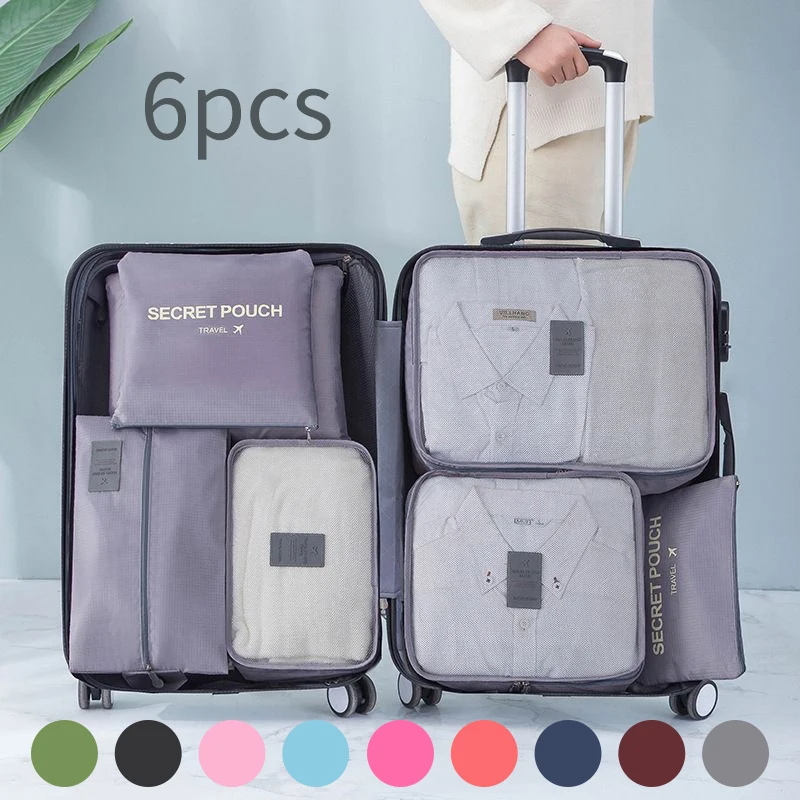 6 stücke Reise Veranstalter Lagerung Taschen Tragbare Reise Koffer Organizer Reisetasche Für Frauen Gepäck Organizer Kleidung Schuhe Tasche