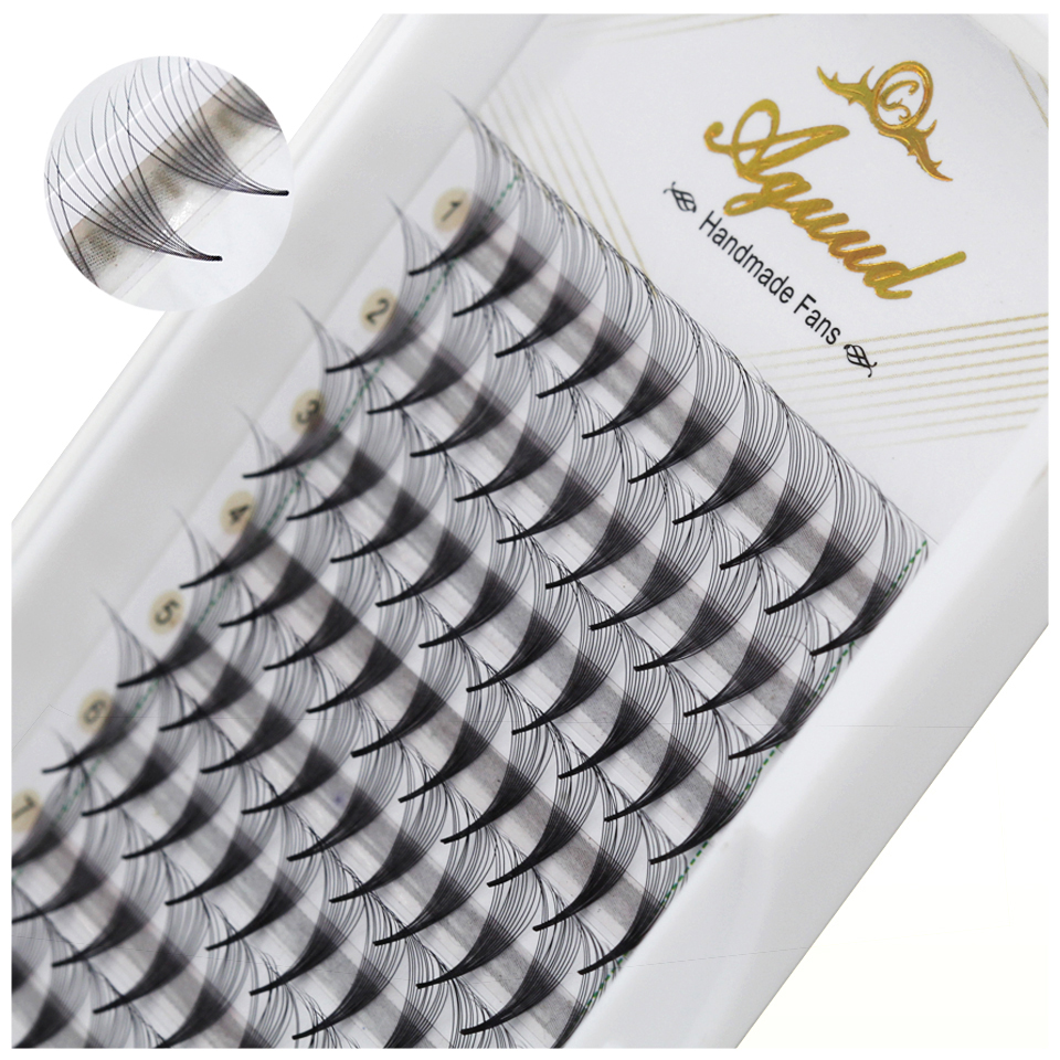 AGUUD Sharp Slim Narrow Base Vorgefertigte Fächer Wimpernverlängerung 5D 6D 8D 10D 12D 14D Thin Pointy Stem Lash Vorgefertigte Volumenfächer