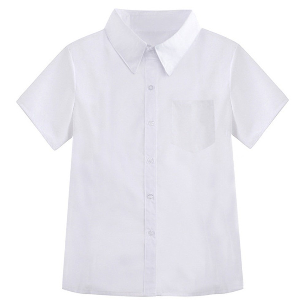 Camisa Branca Clássica Casual Estilo Preppy Básico Camisa Solta Simples de Manga Curta para Estudantes do Ensino Médio