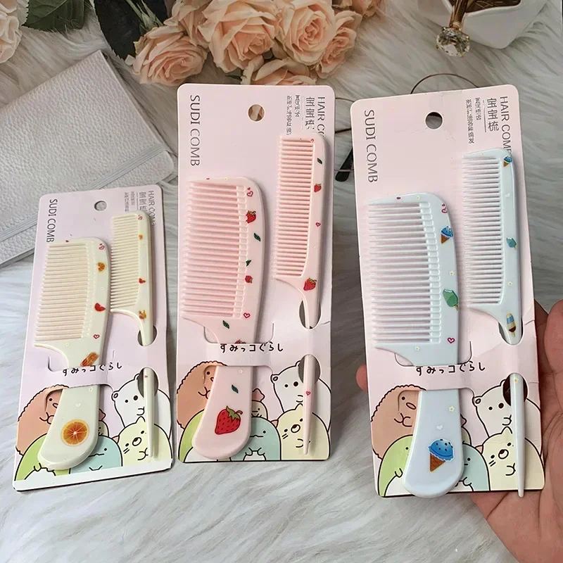 2 pçs/set bonito crianças pente de cabeleireiro anti-estático apontou cauda pente para meninas morango frutas cabelo cbmb crianças pente de cabelo