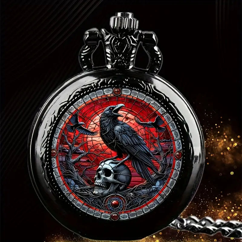 Kleurrijk patroon medium zakhorloge retro flip decoratie ketting horloge gepersonaliseerde trend mannelijke vrouwelijke student quartz 2050