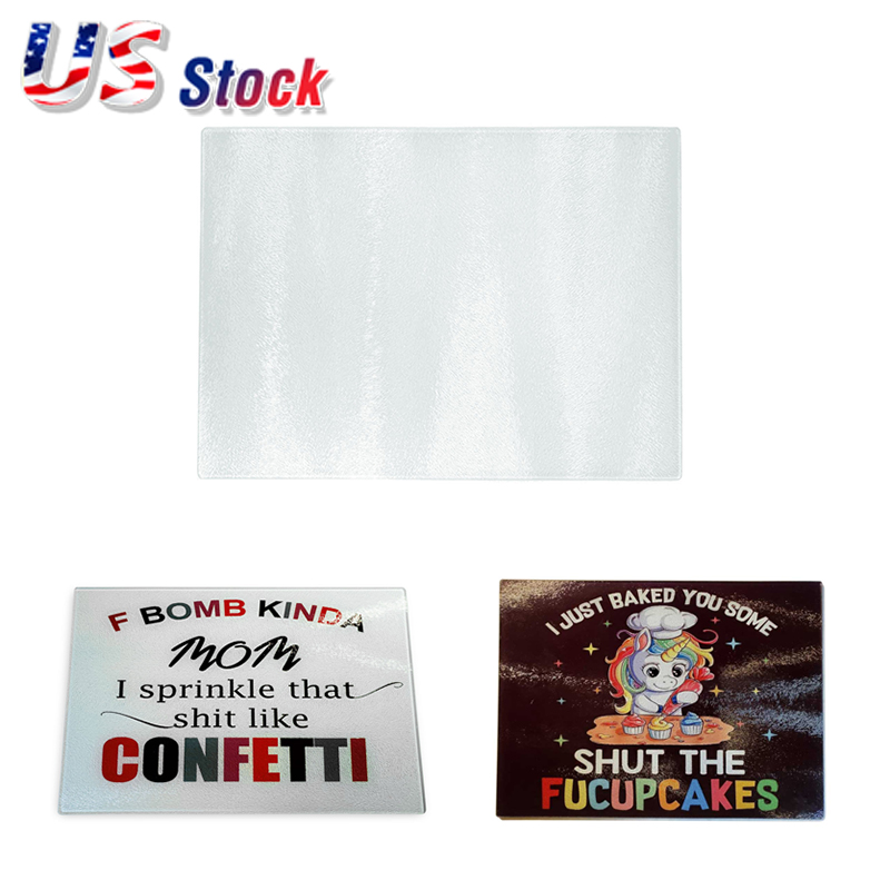 Planche à découper vierge en verre du Guatemala, rectangle, sublimation, revêtement blanc, rugueux, bricolage, stock américain, 280mm x 200mm, 25 pièces