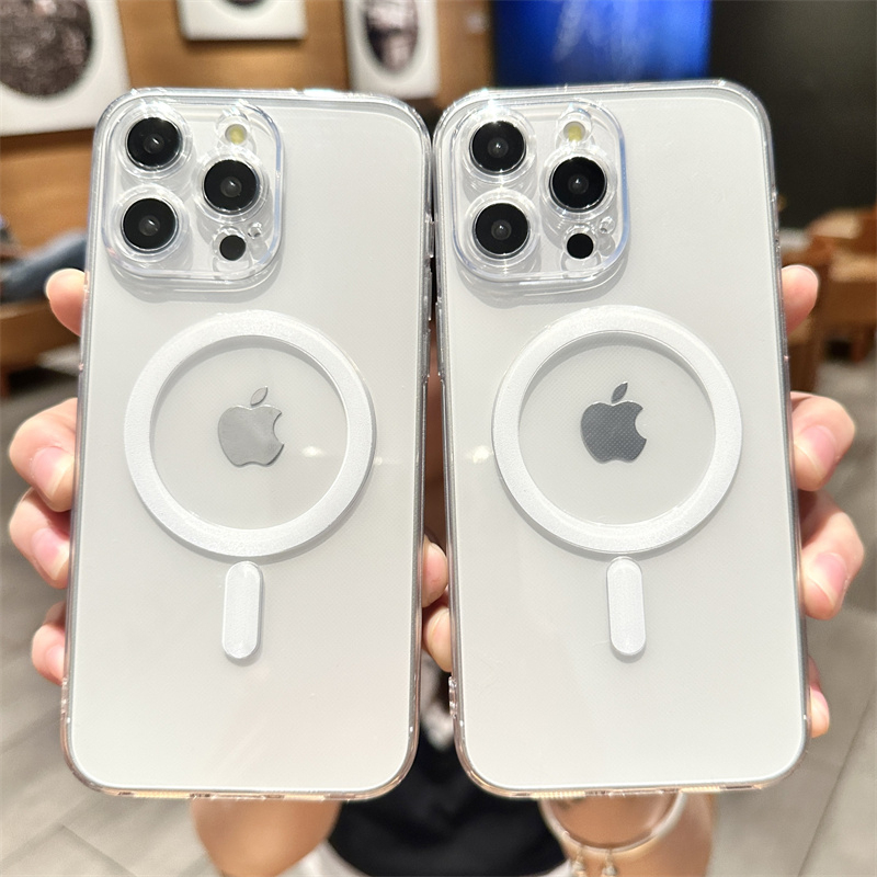 強力な磁気 Magsafe ワイヤレス充電ケース iPhone 16 16E 15 14 13 12 11 プロマックスプラスミニハードアクリルシリコンカバー