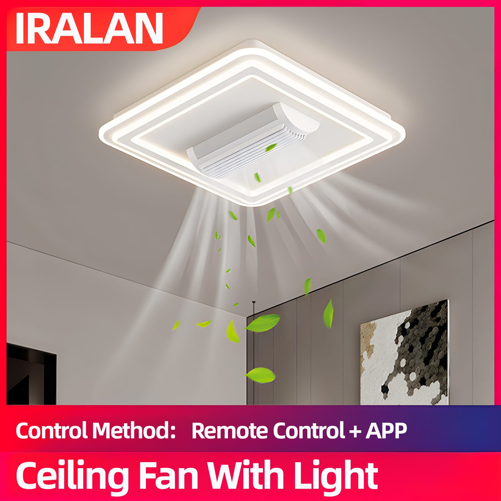 LED Unsichtbare Blattloser Ventilator Deckenleuchte Wohnzimmer Smart Fernbedienung Deckenventilator Lampe für Zimmer Schlafzimmer Led-Kronleuchter