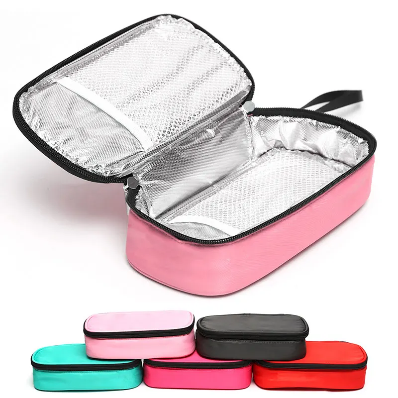 5 cores saco de resfriamento de insulina portátil diabético bolso pílula protetor à prova dwaterproof água térmico isolado refrigerador médico sem gel