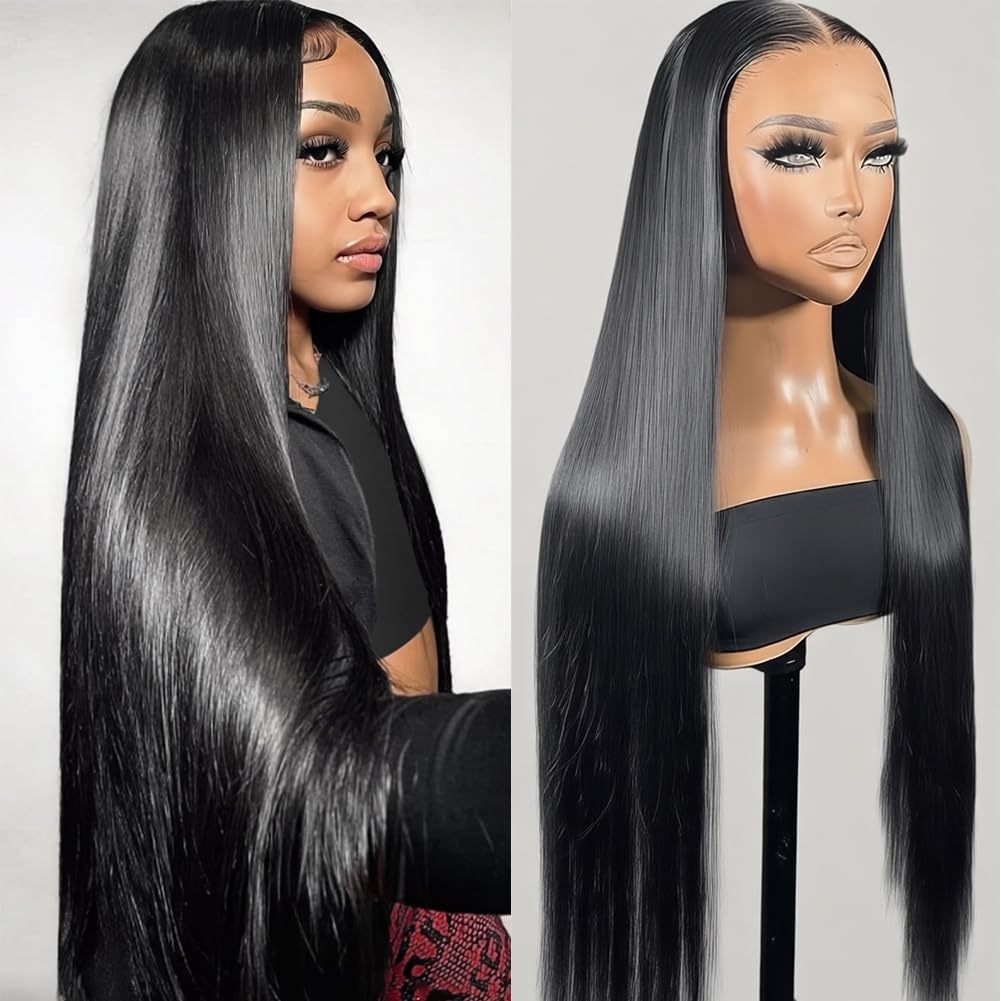 13x4 13x6 Hd Bone Straight Transparent Lace Front Wig Human Hair 40 Inch Pre Plucked Lace Frontal Wigs 250 Density