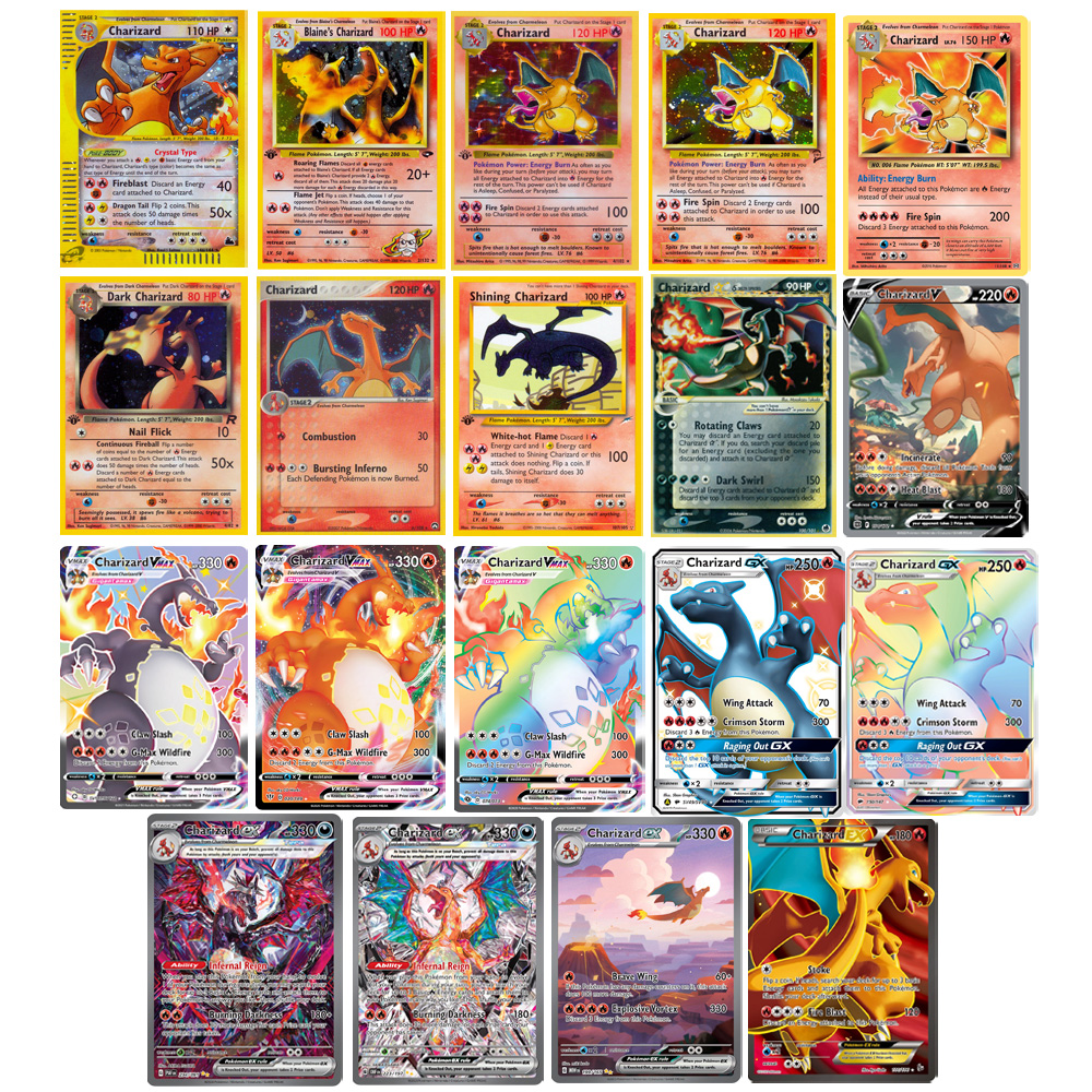 Карты с покемонами Charizard, блестящие голографические Charizard Ex GX VMX, хобби, редкая коллекция, боевые карты, игрушки, подарки