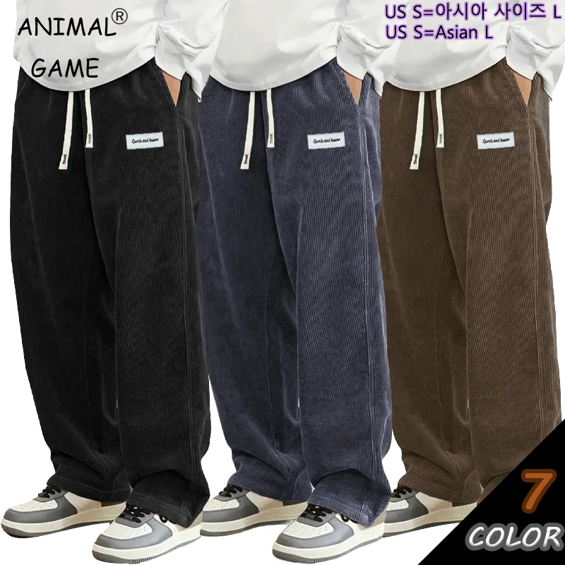 Celana Kasual Pria Bahan Corduroy untuk Aktivitas Luar Ruangan, Model Longgar, Celana Baggy, Celana Olahraga Lurus, Pinggang Elastis dengan Tali Serut, Streetwear