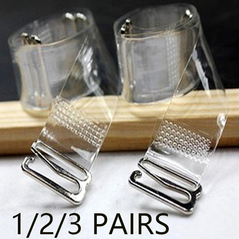 1 par/2 pares/3 pares de correas de sujetador con hebilla de Metal, cinturón elástico transparente de silicona ajustable, accesorios íntimos invisibles