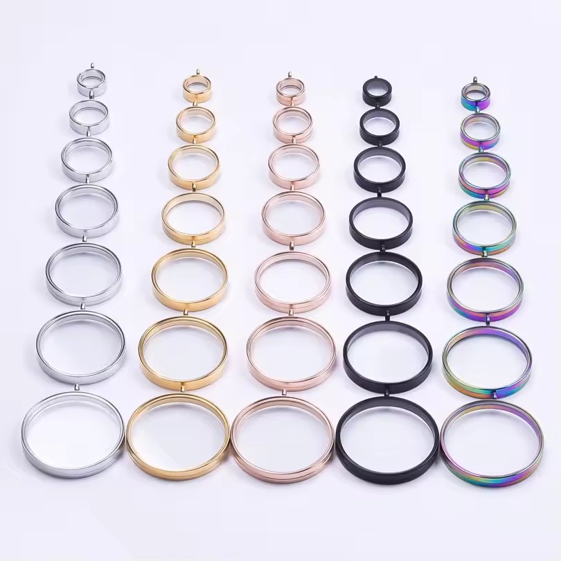 10 Stück 10-40mm runde Glas medaillons schwimmende Charms für lebende Medaillons rostfreie Edelstahl anhänger basteln Fotos chmuck