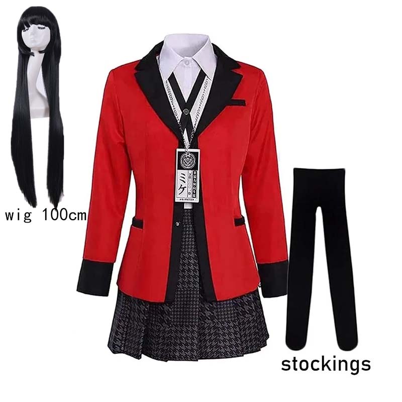 Yumeko Jabami Cosplay Kostüm Schuluniformen Jabami Yumeko Outfits Komplettes Set mit Strümpfen Mädchen JK Schuluniform für Comic Con