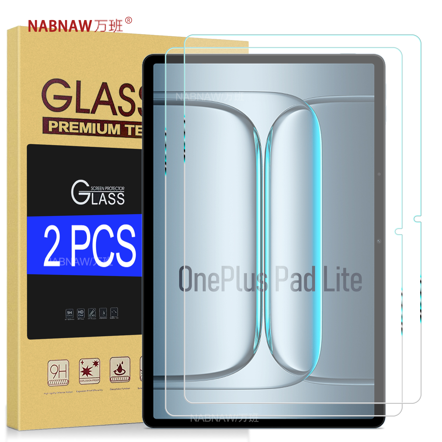 Protecteur d'écran pour tablette Oneplus Pad lite, Film dur de revêtement d'huile, en verre trempé Full HD, 2 pièces