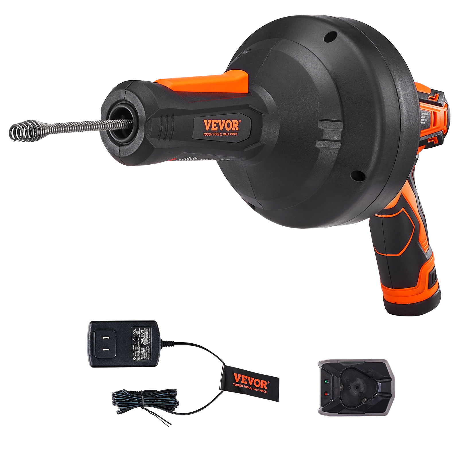 SucceBuy 12V Electric Drain Auger 25FT Cordless Plumbing Snake Auto Feed Pipeline Drain Clog Remover w/ Power Drill for Homeuse