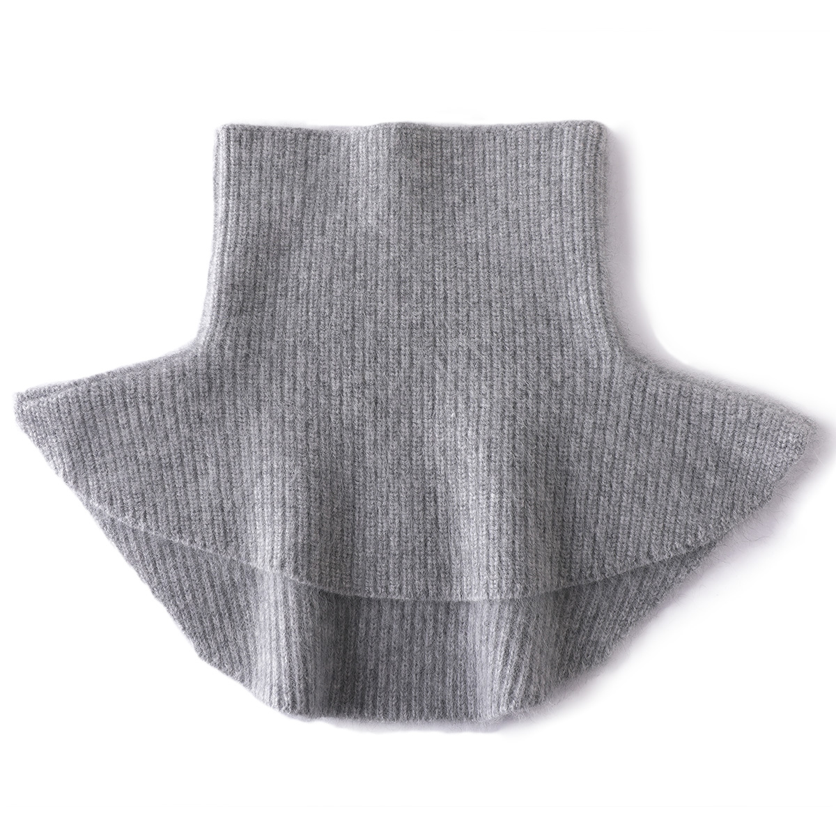 Mezcla de Cachemira para mujer, cuello alto de lana, cuello más cálido, envolturas pequeñas, costillas gruesas, accesorios de punto, capa, bufanda de lana suave