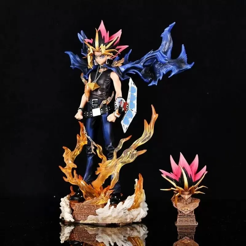 2025 28cm Anime Duel Monsters figura de Anime Gk Yugi Muto muñeca 2 cabezas estatua de Pvc modelo coleccionable decoración juguetes regalo de Navidad