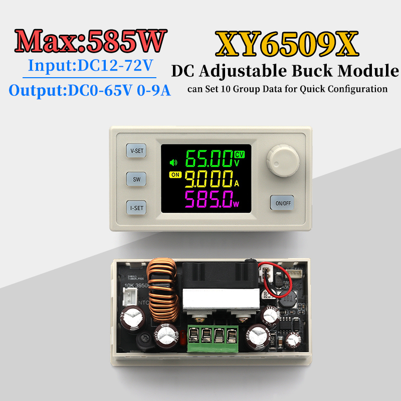 Moduł CNC DC-DC XY6509X, regulowany obniżający napięcie (Buck) moduł 65V 9A 585W, regulator napięcia, zasilacz, moduł stałonapięciowy i stałoprądowy.