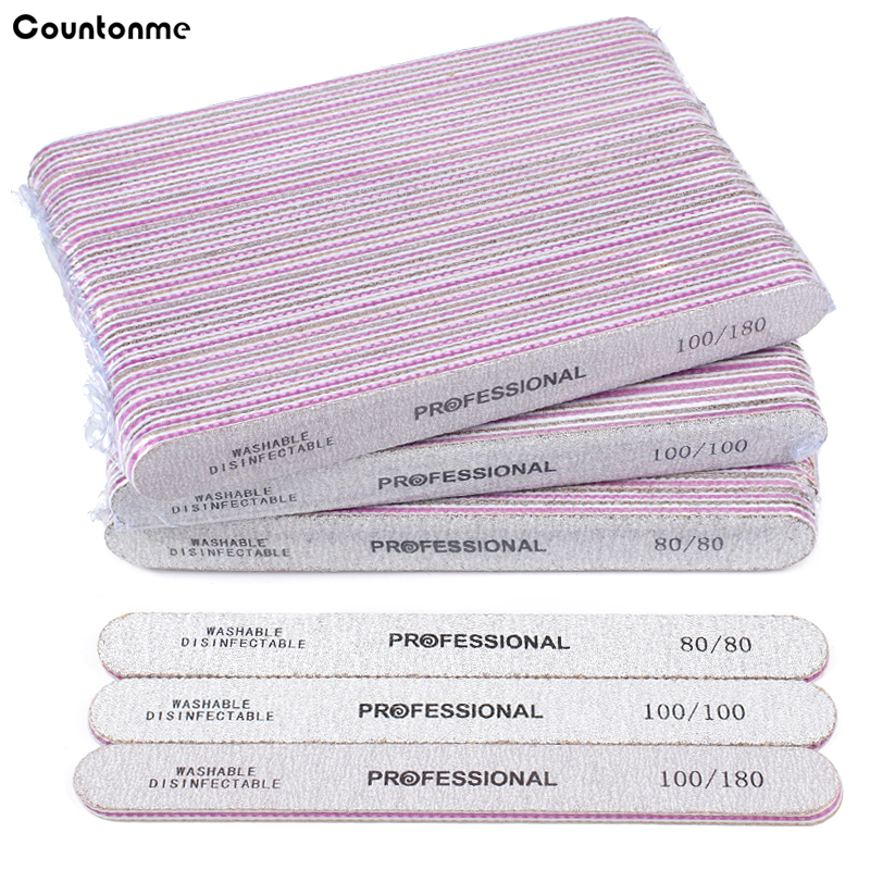 Lime à ongles Double face en papier de verre, 50 pièces, 80/100/180, planche d'émeri, tampon de manucure pour Salon de manucure, fourniture d'ongles