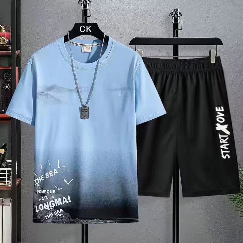 Pantaloncini ad asciugatura rapida per giovani Abiti da uomo Pantaloncini estivi Set casual sottile Studente Manica corta Set da 2 pezzi Tute Abbigliamento da uomo