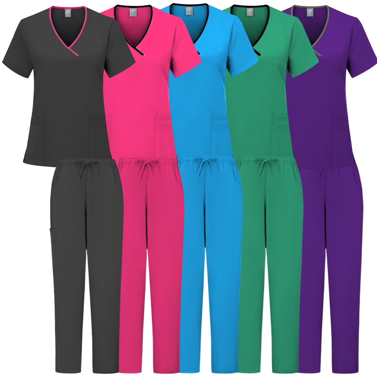 Enfermeira médica salão de beleza workwear clínico esfrega topo + calça spa médico enfermagem túnica terno uniformes cirúrgicos mulher esfrega conjunto