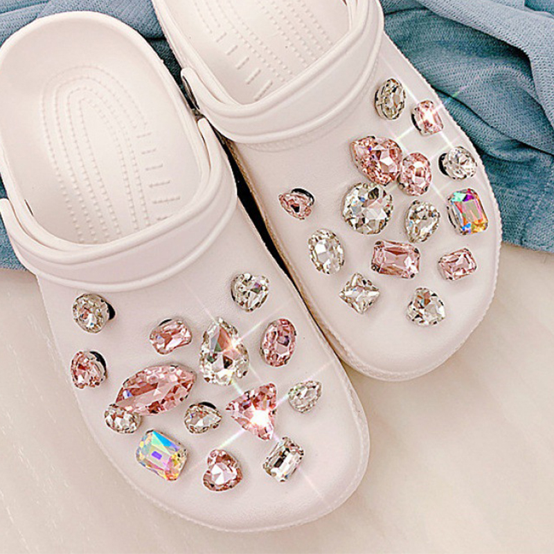 1 Set Summer Fashion Shoe Charms DIY Colored Diamond Crystal Shoe Buckle Decoration for Clogs Shoe Charm Accessories