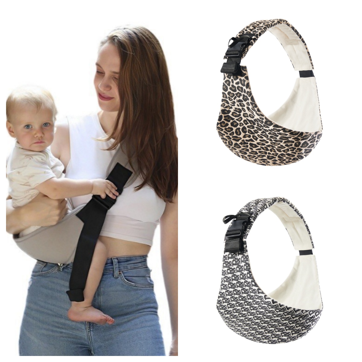 Baby Going Out Safety Carrier Simple Leopard Pattern แบบพกพา Front Hug Type Back Baby Out of the Baby Artifact สตูลเอว