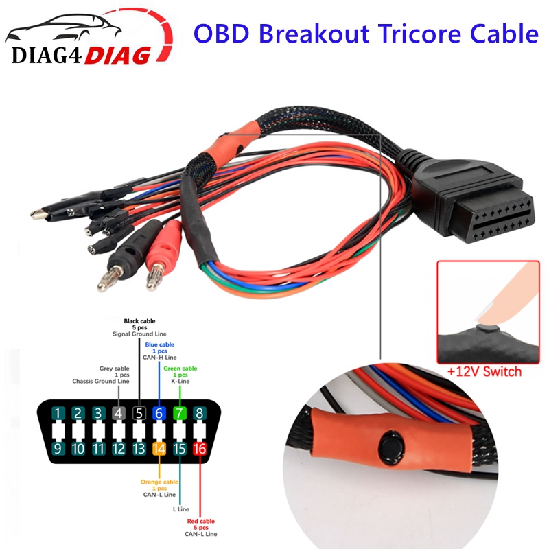 OBD2-Diagnoseadapter MPPS V21 OBD Breakout Tricore-Kabel ECU Pinout-Kabel 12V Schalter