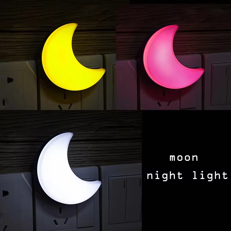 Ночник Moon Night Light 220В с европейской вилкой, подключаемый к розетке, с датчиком от заката до рассвета, интеллектуальное светодиодное освещение для детской комнаты, спальни, коридора.