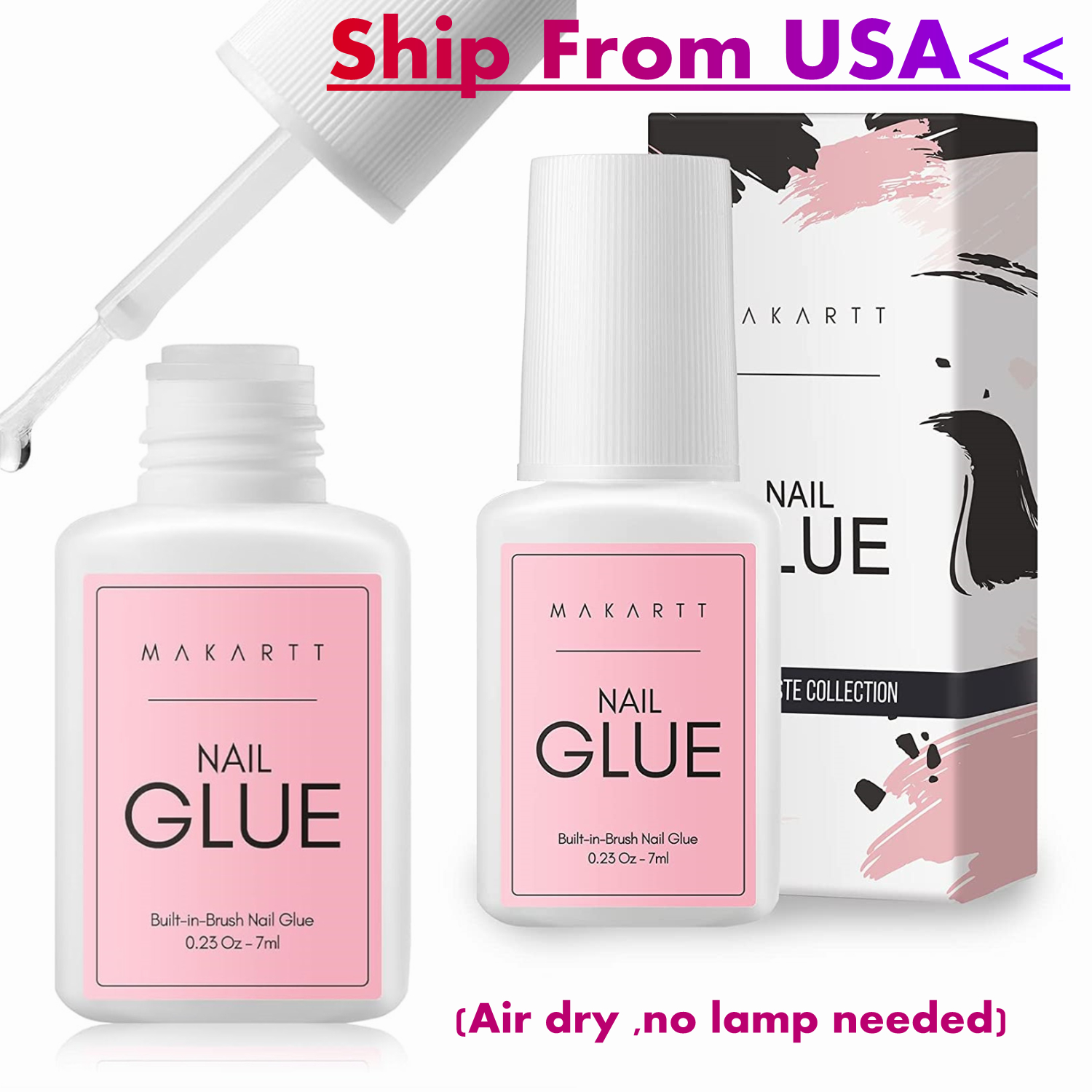 Makartt Colle à ongles super forte pour presse sur les ongles : faux ongles en acrylique - Brosse de qualité salon à séchage rapide, facile à appliquer