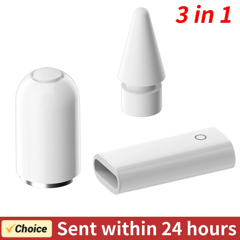 Adaptador de carregamento magnético com chip inteligente embutido, conjunto de Nib Stylus Cap, substituição de Nib leve, Apple Pencil 1, 3-in-1