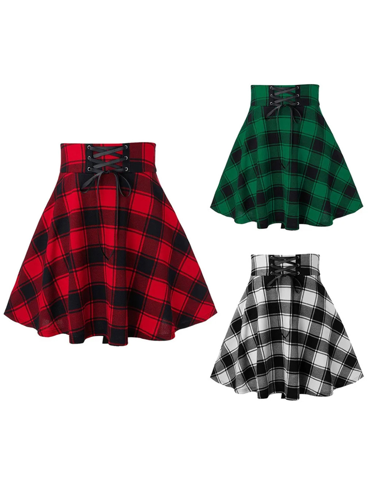 Czarny w kratkę damskie gotycka spódnica kobiet plisowana, w kratę spódnice wiosna na jesień, dla dziewczyny Hip Hop kobiet Punk Goth Mini spódnica Clubwear