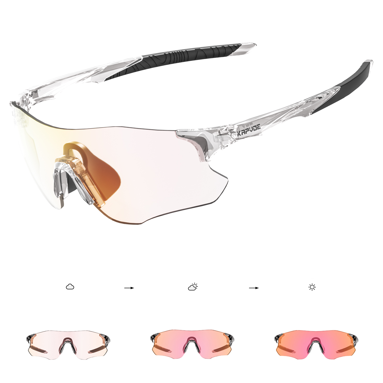 Kapvoe nowe fotochromowe rowerowe okulary sportowe mężczyźni kobiety maraton Outdoor MTB okulary przeciwsłoneczne na rower UV400 okulary do biegania na rowerze