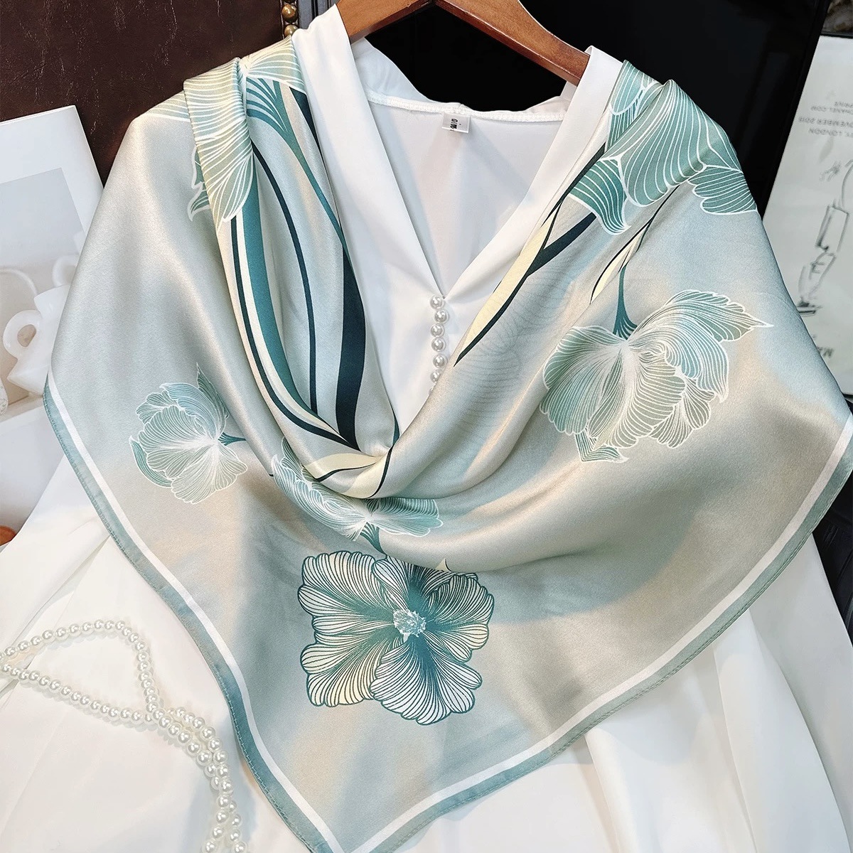 90 cm 100% Natürliche Seide Schal Frauen Quadrat Schals Wraps Schals Pashmina Weibliche Hijab Bandana bufanda Poncho Kopftuch Cachecol