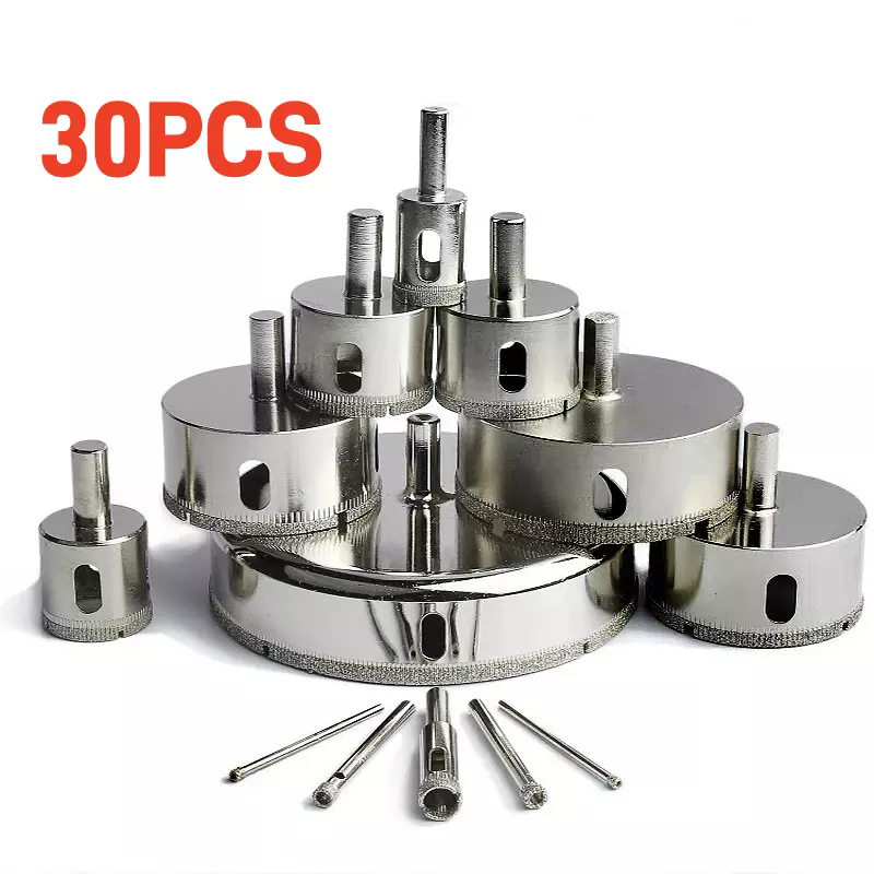 Foret diamant 30 pièces, coupe-carreaux, scie cloche émeri, diamètre 6 à 50mm, céramique/marbre/verre