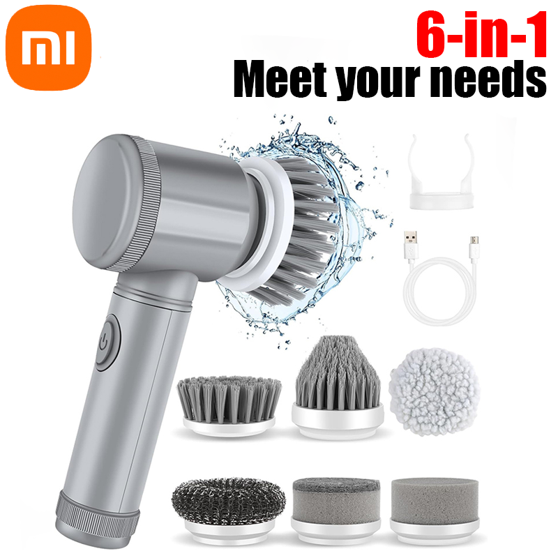 Xiaomi MIJIA-cepillo de limpieza giratorio, depurador eléctrico con 6 cabezales de cepillo reemplazables, cepillo de limpieza eléctrica para Baño