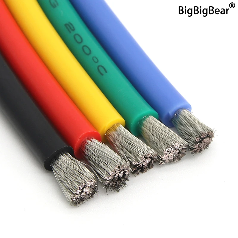 Мягкий силиконовый кабель 1/5/10 м 26, 24, 22, 20, 18, 16, 14, 12, 10, 8, 6, 4, 2AWG, автомобильная аккумуляторная проводка, автомобильные проводки, термостойкие электрические провода