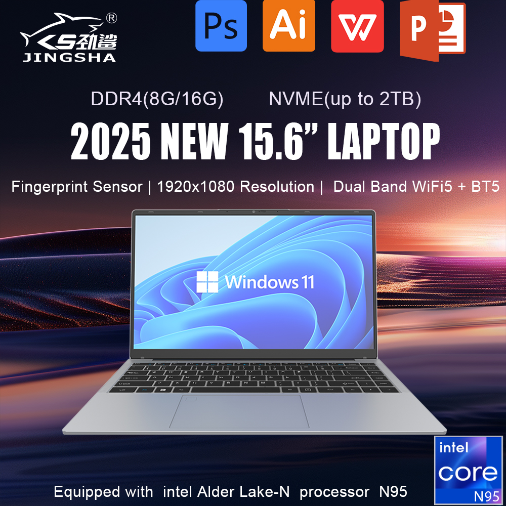 Разблокировка отпечатков пальцев Ноутбук Windows 11 Портативный ноутбук Intel Celeron N95 15,6 дюймов 8 ГБ 16 ГБ ОЗУ 512 ГБ 1 ТБ SSD Офисный компьютер