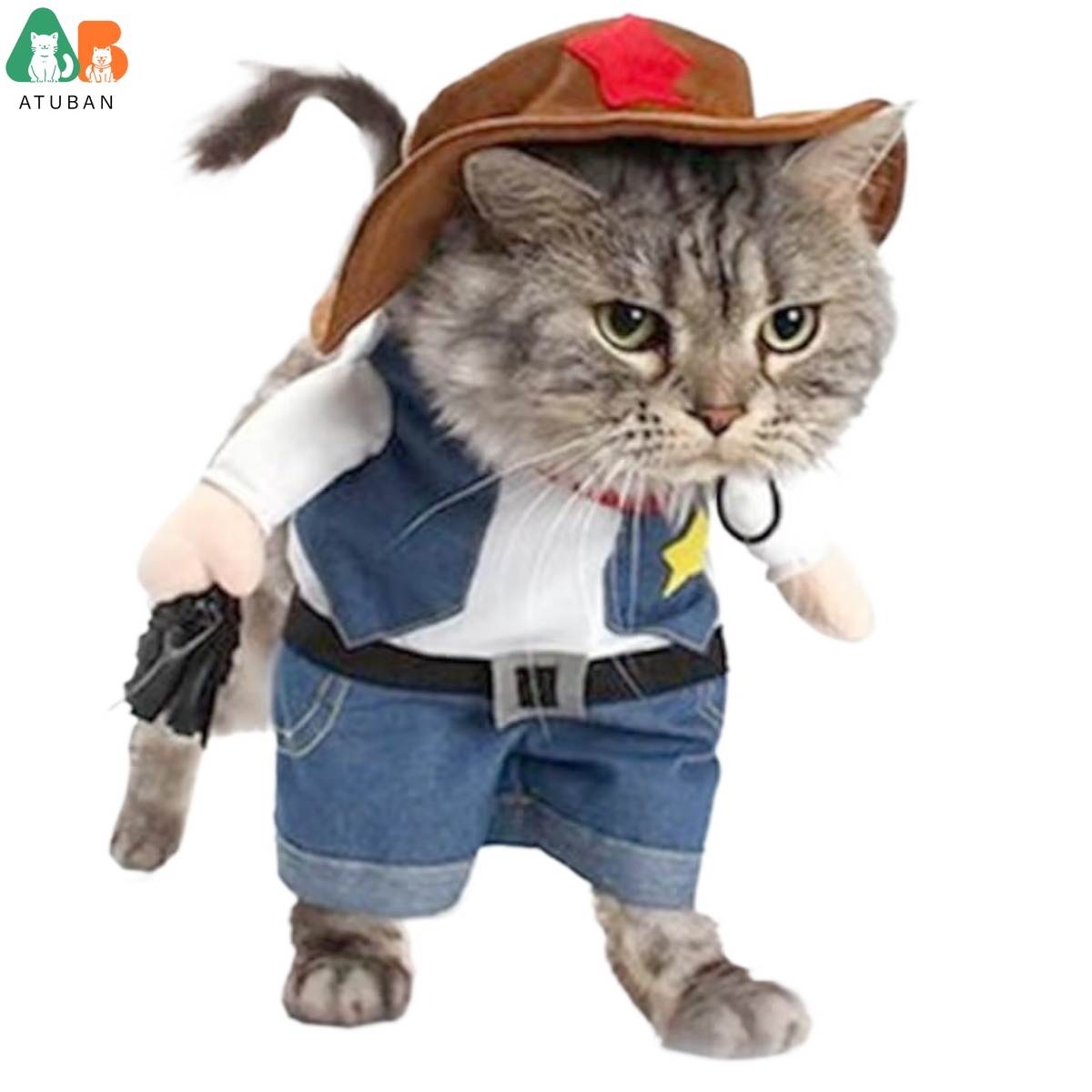 Disfraces de Halloween para perros y gatos, uniforme de vaquero del oeste con sombrero, divertido traje de vaquero para mascotas, disfraz divertido para gatos y perros pequeños