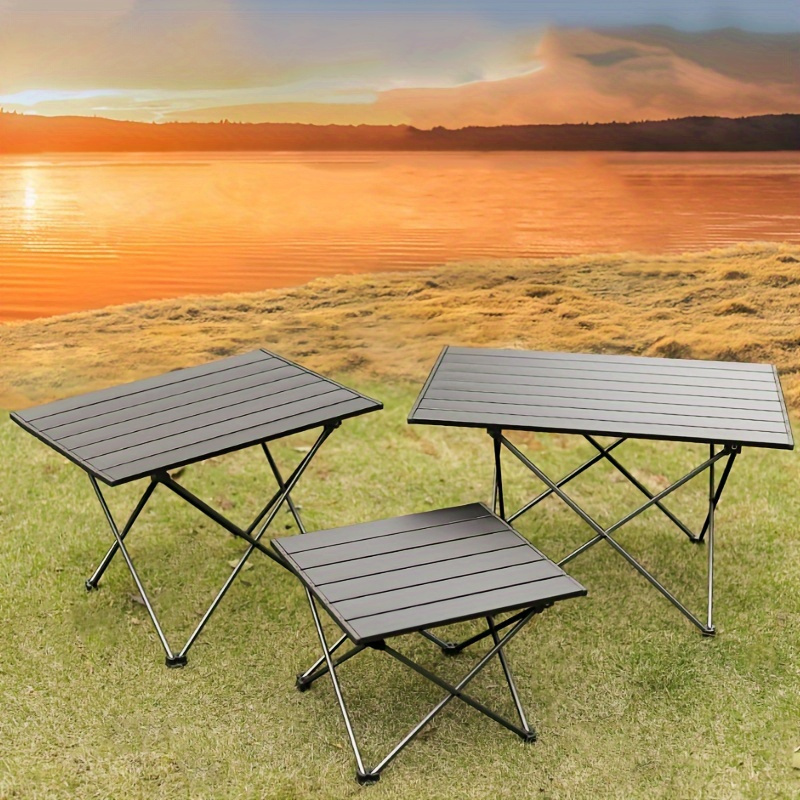 Klapptisch, robust, tragbar, klappbar, quadratisch, Aluminium-Esstisch für drinnen und draußen, mit Aufbewahrungstasche für Picknick, Camping